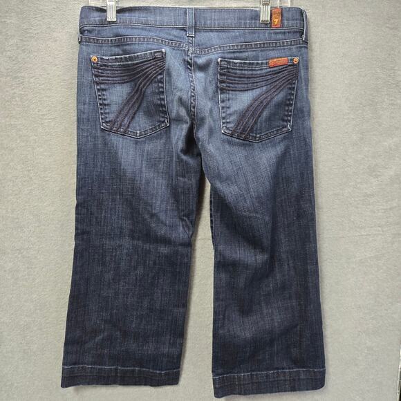 7FAMK 7 For All Mankind Dark Wash Crop Dojo Jeans Size 29 - Picture 3 of 6